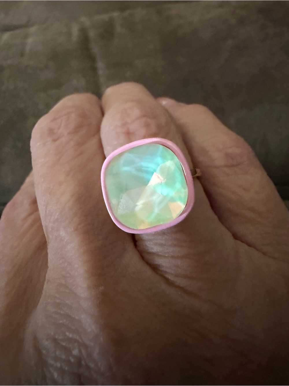 Pink Border Iridescent Statement Ring - Women Jewelry